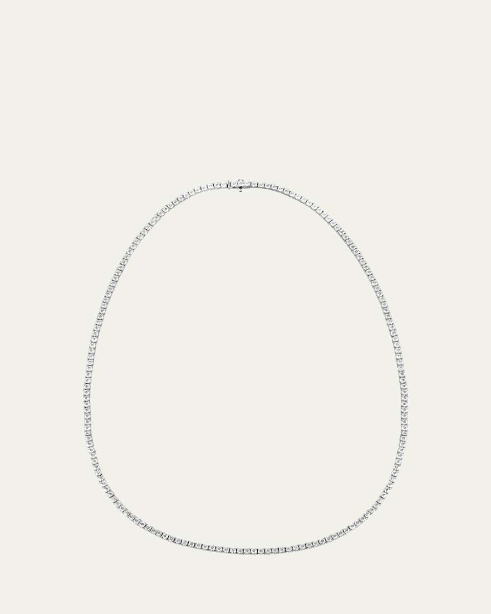 18K White Gold Pavé Diamond Riviera Necklace, 16"L